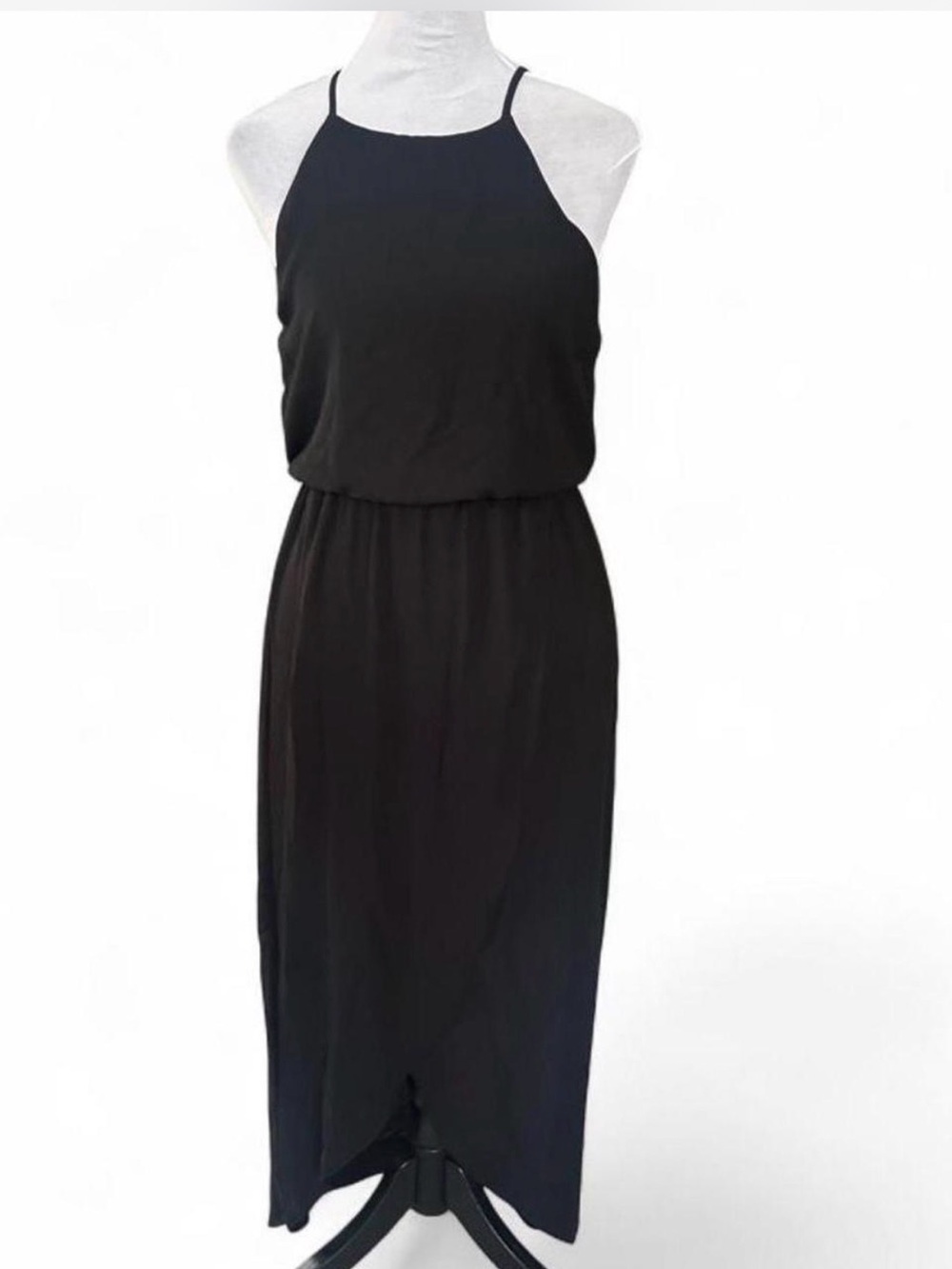Lush Black Halter-Style Maxi Dress